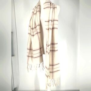 Steve Madden Unisex Ivory Fringe Scarf, 1 SFM